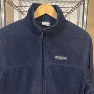 Columbia Steens Mountain Fleece Jacket Men Medium Blue Full Zip Pockets Outdoor